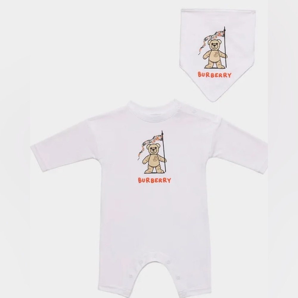 Burberry Burberry Baby Casey Bear Romper and Bib Set